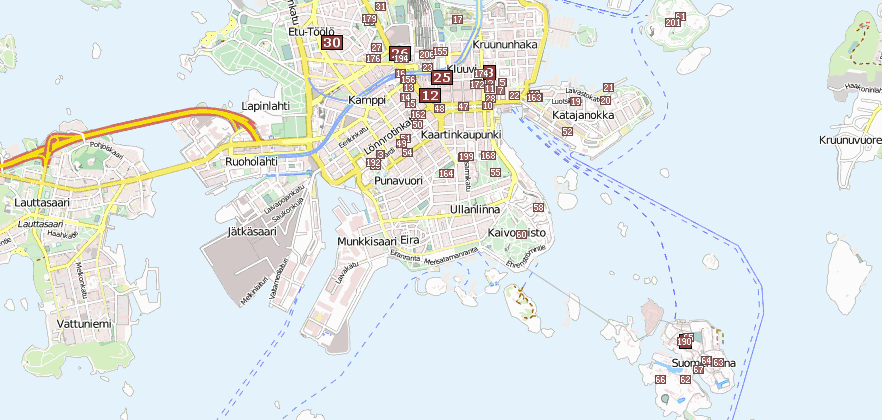 Reiseführer von Helsinki mit Attraktione im Reiseführer direkt im Stadtplan